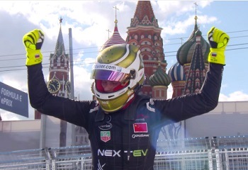 Нельсон Пике-младший после гонки Формулы-Е в 2015 года в Москве