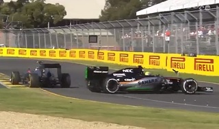 Дженсон Баттон и Серхио Перес на гонке Формулы-1 2015 года в Мельбурне