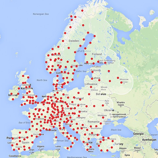 План развертывания суперзрядных станций Tesla в Европе на 2016 год