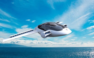 Летающий электромобиль Lilium Jet в воздухе