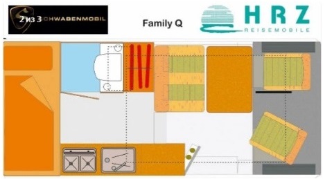 Автокемпер Florida Family Q, схема планировки в интерьере