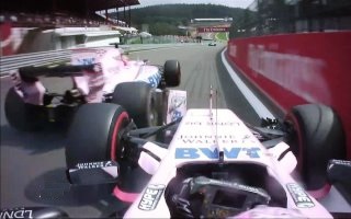 Серхио Перес и Эстебан Окон в гонке Формулы-1 2017 года на Спа-Франкоршам