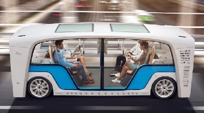 Концепт беспилотного электрокара - дилижанса Rinspeed Snap